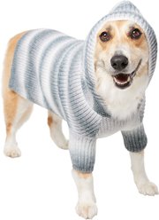 Frisco Soft Multi Stripe Ombre Dog & Cat Hooded Sweater, Gray, XX-Large