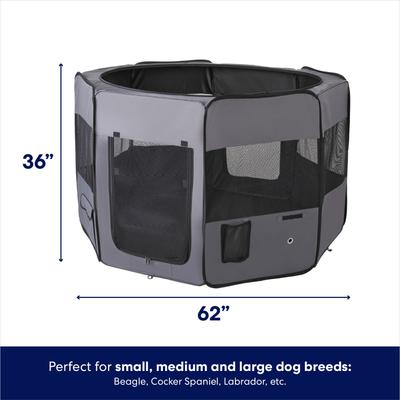 Show full view: Frisco Soft-Sided Dog, Cat & Small Pet Exercise Playpen, 62-in L x 62-in W x 32-in H slide 2 of 9