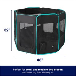 Frisco Soft-Sided Dog, Cat & Small Pet Exercise Playpen, Black/Teal, 48-in L x 48-in W x 32-in H slide 2 of 6