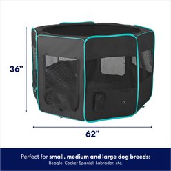 Frisco Soft-Sided Dog, Cat & Small Pet Exercise Playpen, Black/Teal, 62-in L x 62-in W x 32-in H slide 2 of 6