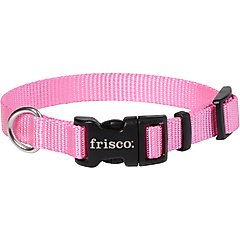 Frisco Solid Nylon Dog Collar, Pink, XS: 8 to 12-in neck, 5/8-in W
