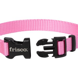 Frisco Solid Nylon Dog Collar, Pink, XS: 8 to 12-in neck, 5/8-in W