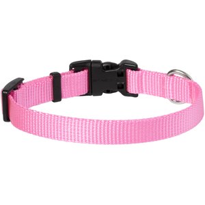 Frisco Solid Nylon Dog Collar, Pink, XS: 8 to 12-in neck, 5/8-in W