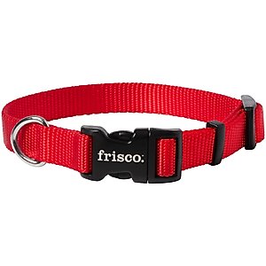 Frisco Solid Nylon Dog Collar, Red, S: 10 to 14-in neck, 5/8-in W