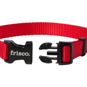 Frisco Solid Nylon Dog Collar, Red, S: 10 to 14-in neck, 5/8-in W