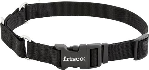 Show full view: Frisco Solid Nylon Martingale Dog Collar with Buckle, Black, Large: 20 to 25-in neck, 1-in wide slide 4 of 9