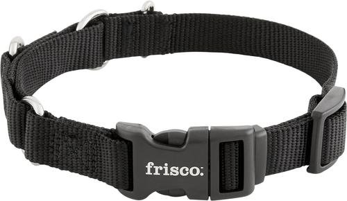 Show full view: Frisco Solid Nylon Martingale Dog Collar with Buckle, Black, S: 14 to 17-in neck, 3/4-in W slide 4 of 9