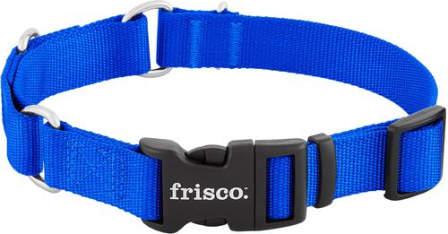 Show full view: Frisco Solid Nylon Martingale Dog Collar with Buckle, Blue, Medium: 17 to 20-in neck, 1-in wide slide 5 of 10