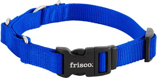 Show full view: Frisco Solid Nylon Martingale Dog Collar with Buckle, Blue, S: 14 to 17-in neck, 3/4-in W slide 4 of 9