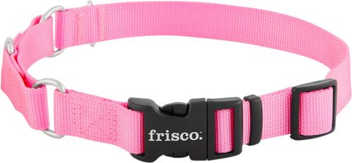 Show full view: Frisco Solid Nylon Martingale Dog Collar with Buckle, Pink, Large: 20 to 25-in neck, 1-in wide slide 4 of 9
