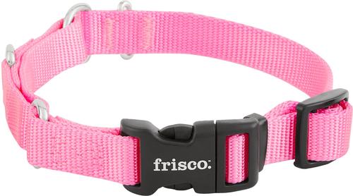 Show full view: Frisco Solid Nylon Martingale Dog Collar with Buckle, Pink, S: 14 to 17-in neck, 3/4-in W slide 4 of 9