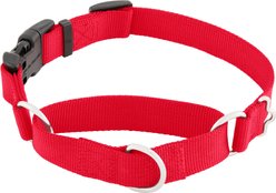 Frisco Solid Nylon Martingale Dog Collar with Buckle, Red, Medium: 17 to 20-in neck, 1-in wide
