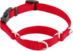 Frisco Solid Nylon Martingale Dog Collar with Buckle, Red, S: 14 to 17-in neck, 3/4-in W