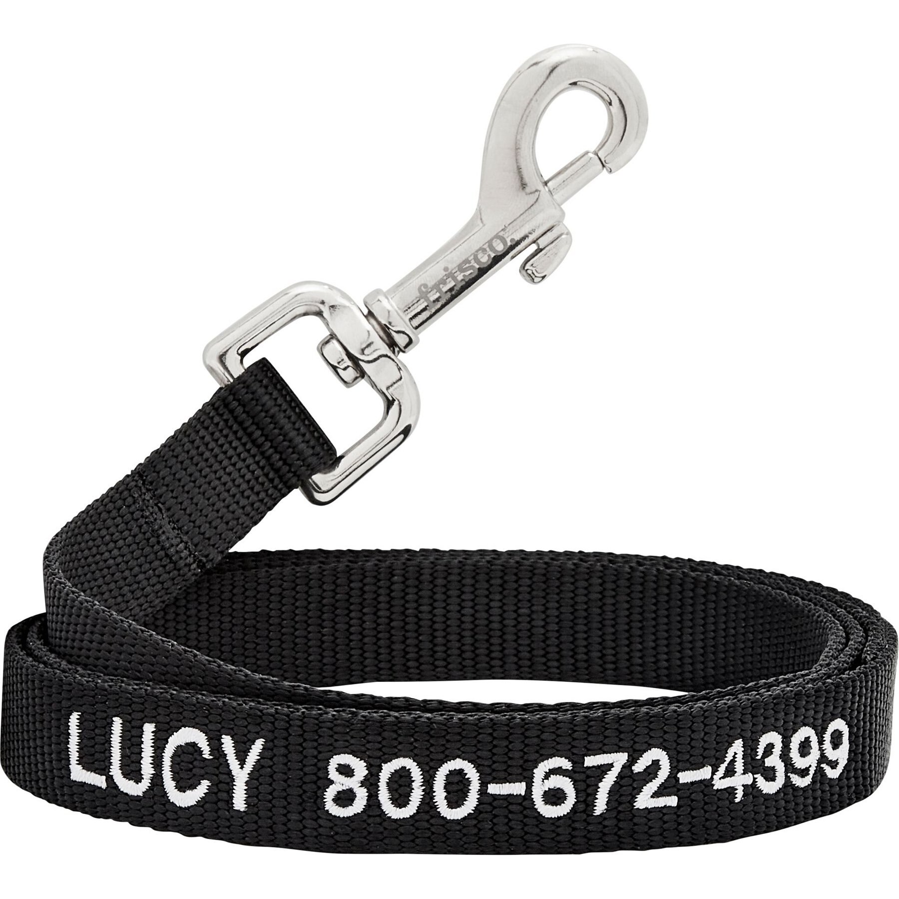 Frisco Solid Nylon Personalized Dog Leash, Black, Medium: 4-ft long, 3/4-in wide