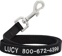 Frisco Solid Nylon Personalized Dog Leash, Black, Small: 6-ft long, 5/8-in wide