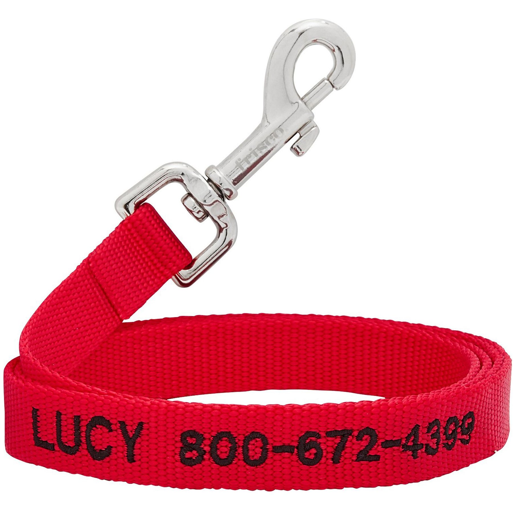 Frisco Solid Nylon Personalized Dog Leash, Red, Large: 4-ft long, 1-in wide