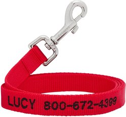 Frisco Solid Nylon Personalized Dog Leash, Red, Medium: 6-ft long, 3/4-in wide