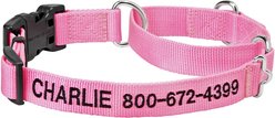 Frisco Solid Nylon Personalized Martingale Dog Collar, Pink, Medium: 17 to 20-in neck, 1-in wide