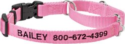 Frisco Solid Nylon Personalized Martingale Dog Collar, Pink, S: 14 to 17-in neck, 3/4-in W
