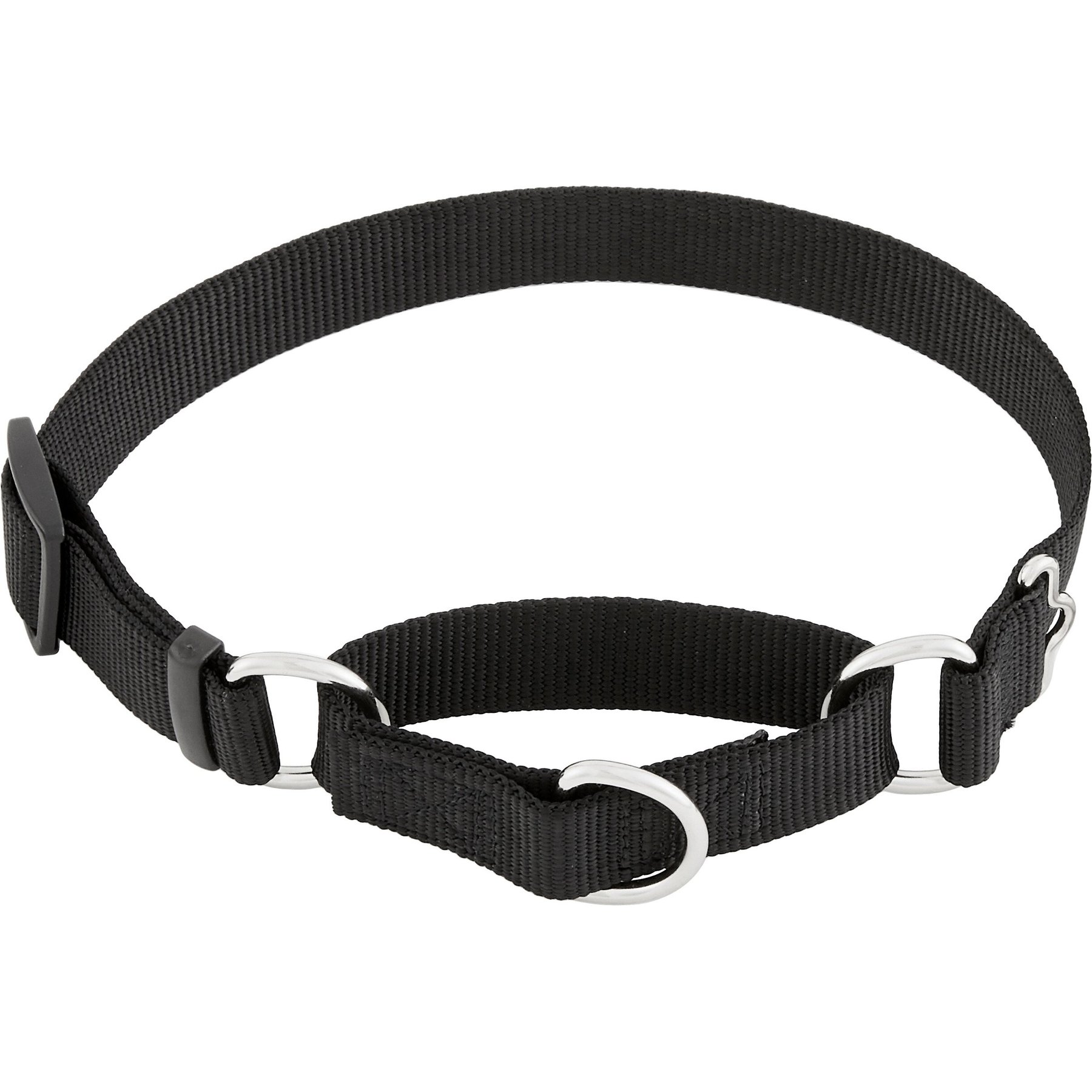 Frisco Solid Nylon Slip-On Martingale Dog Collar, Black, Medium: 14 to 20-in neck, 1-in wide