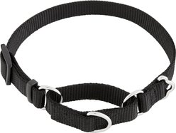 Frisco Solid Nylon Slip-On Martingale Dog Collar, Black, XS: 10 to 14-in neck, 5/8-in W