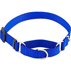 Frisco Solid Nylon Slip-On Martingale Dog Collar, Blue, Medium: 14 to 20-in neck, 1-in wide