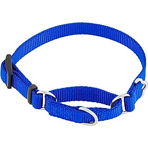 Frisco Solid Nylon Slip-On Martingale Dog Collar, Blue, XS: 10 to 14-in neck, 5/8-in W