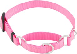 Frisco Solid Nylon Slip-On Martingale Dog Collar, Pink, Medium: 14 to 20-in neck, 1-in wide
