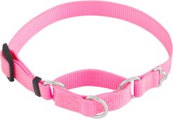 Frisco Solid Nylon Slip-On Martingale Dog Collar, Pink, S: 13 to 18-in neck, 3/4-in W