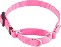 Frisco Solid Nylon Slip-On Martingale Dog Collar, Pink, XS: 10 to 14-in neck, 5/8-in W