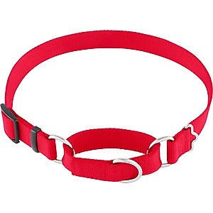 Frisco Solid Nylon Slip-On Martingale Dog Collar, Red, Large: 17 to 25-in neck, 1-in wide
