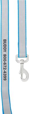 Show full view: Frisco Solid Polyester Personalized Reflective Dog Leash, Blue, Large: 6-ft long, 1-in wide slide 3 of 6