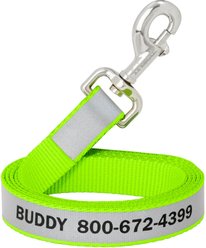 Frisco Solid Polyester Personalized Reflective Dog Leash, Lime, Small: 6-ft long, 5/8-in wide