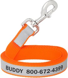 Frisco Solid Polyester Personalized Reflective Dog Leash, Orange, Large: 6-ft long, 1-in wide