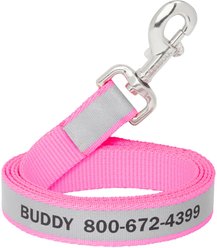 Frisco Solid Polyester Personalized Reflective Dog Leash, Pink, Large: 6-ft long, 1-in wide