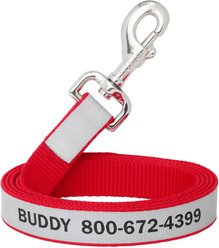 Frisco Solid Polyester Personalized Reflective Dog Leash, Red, Small: 6-ft long, 5/8-in wide