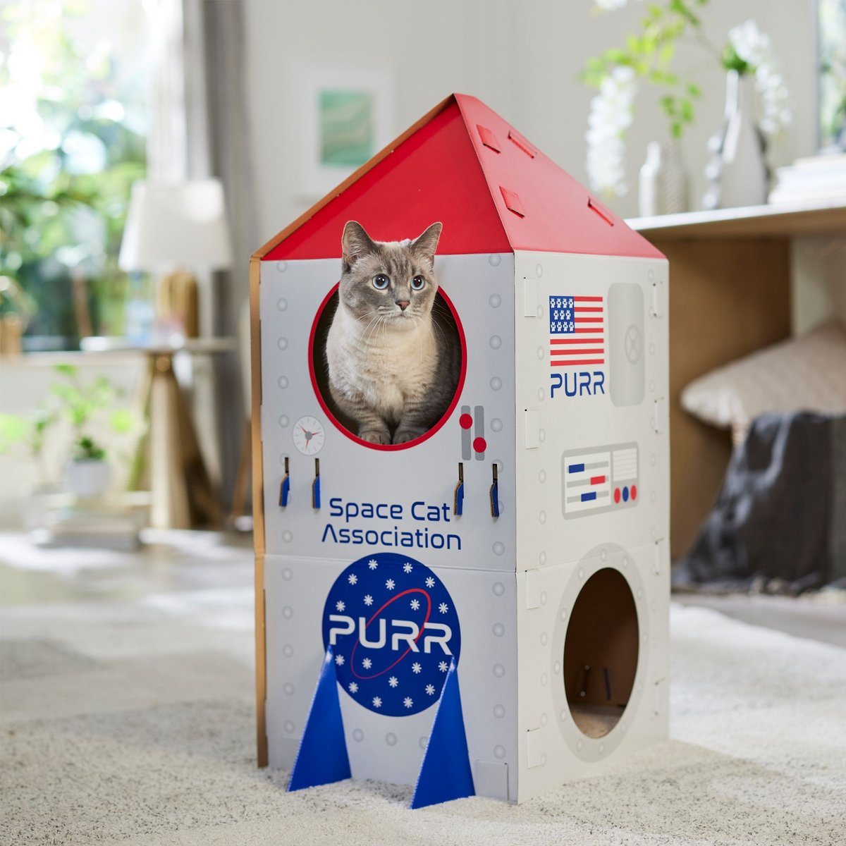Frisco Spaceship Cardboard Cat House, 2-Story