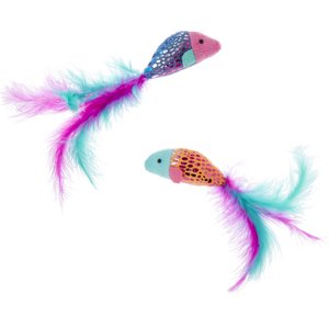 Frisco Sparkle Fish Plush Cat Toy with Catnip, 2 count