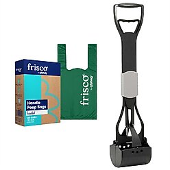 Frisco Spring Action Foldable Scooper, Large + Handle Dog Poop Bag, Scented, 120 count