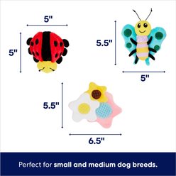 Frisco Spring Bugs & Flowers Plush Squeaky Dog Toy, Small/Medium, 3 count slide 2 of 6