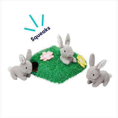 Show full view: Frisco Spring Bunny Burrow Hide & Seek Puzzle Plush Squeaky Dog Toy, Medium slide 4 of 8