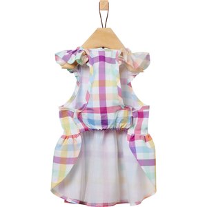 Frisco Ruffle Sleeve Dog & Cat Dress, Gingham, Medium
