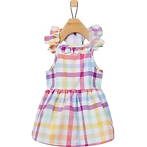 Frisco Spring Ruffle Dog & Cat Dress, Gingham, X-Small