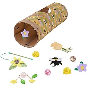 Frisco Spring Plush, Teaser, Ball & Tunnel Variety Pack Cat Toy with Catnip, 10 count