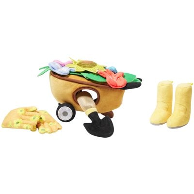 Frisco Frisco Spring Wheelbarrow Hide & Seek Puzzle Plush Squeaky Dog Toy, Small/Medium