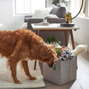 Frisco Square Collapsible Pet Toy Storage Bin, Gray Basket Weave