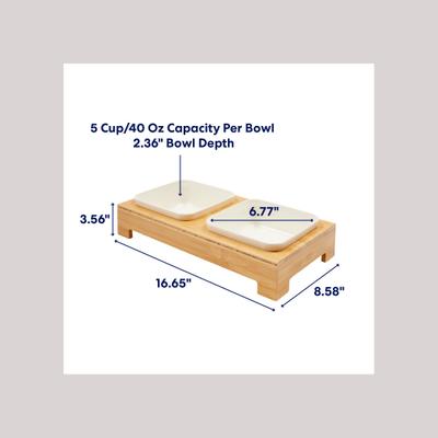 Show full view: Frisco Square Melamine Dog & Cat Bowl Set with Bamboo Stand, Medium: 5 cup slide 2 of 8