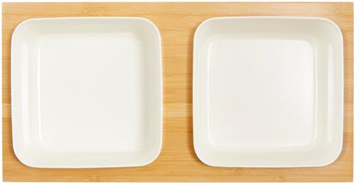 Show full view: Frisco Square Melamine Dog & Cat Bowl Set with Bamboo Stand, Medium: 5 cup slide 3 of 8