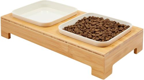 Show full view: Frisco Square Melamine Dog & Cat Bowl Set with Bamboo Stand, Medium: 5 cup slide 6 of 8