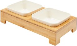 Frisco Square Melamine Dog & Cat Bowl Set with Bamboo Stand, Small: 2 cup